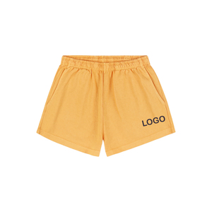 Custom Women's California Emblem Disco Shorts Heavyweight Garment Dyed Cotton Fleece Elastic Waistband 450 GSM Athletic Lounge - Product Image 3