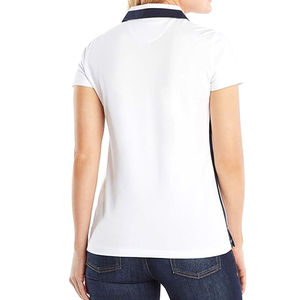 Camiseta Polo de Manga Corta para Mujer, Color Sólido, Cuello en Contraste, Botones, Top Informal de Punto, Logotipo Personalizado - Product Image 5