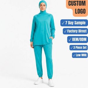 Modest Fashion 260GSM 3 Piece Sport Set Performance Hijab <b>Raglan</b> <b>Top</b> Jogger OEM Wholesale - Product Image 1