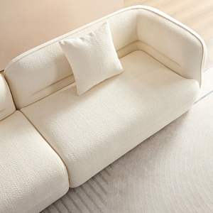 Durable White Sectional <b>Sofa</b> with Solid Wood Frame and High Density <b>Sponge</b> Filler <b>for</b> Living Room - Product Image 4