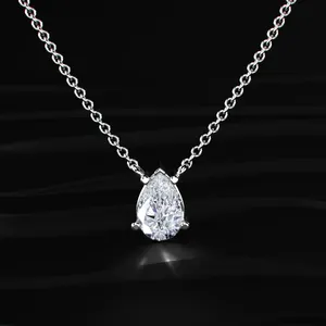 Collier pendentif élégant en diamant de laboratoire en forme de poire, collier en diamant fin, design haut de gamme, bijoux de mariée de luxe. - Product Image 1