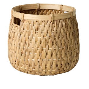 Cesta Redonda de Jacinto de Agua Tejida a Mano, Contenedor de Almacenamiento Grande, Hecho a Mano, Ecológico, Sostenible, Venta al por Mayor, Proveedor OEM, Organizador - Product Image 1