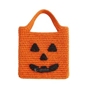 Bolso de hombro de calabaza de ganchillo, bolsa de algodón tejida unisex para dulces de Halloween, ideal para viajes diarios y el recogido de dulces. - Product Image 2