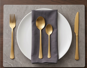 <b>Gold</b> Plated Stainless Steel Cutlery Set Minimalist Design <b>Mirror</b> Polish <b>Long</b> Handle Durable Wedding Flatware Spoon Fork Knife - Product Image 4
