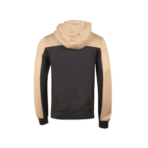 Sudadera con capucha de bloque de color para hombre, con cremallera completa, al por mayor, bicolor negro y caqui, con logotipo personalizado, estilo streetwear - Product Image 2