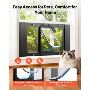 Porte pour chat en verre haute transparence avec cadre en aluminium réglable pour fenêtres de 31 à 36 pouces, 4 modes de verrouillage sécurisés - Product Image 4