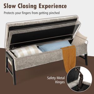 Panca Moderna in Ciniglia con Vano Contenitore e Gambe in Legno Massello di Gomma per Arredamento Soggiorno - Product Image 3