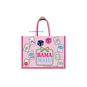 Sac fourre-tout Mahjong personnalisé BAMA MAHJ, broderie artisanale, fermeture ouverte, avec un design tendance et actuel - Product Image 1
