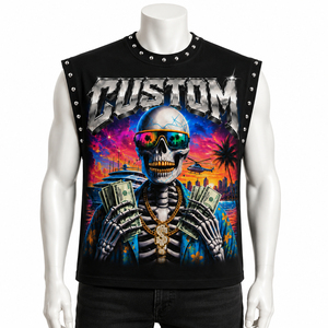Débardeur Hip Hop Homme Y2K Streetwear à Imprimé Graphique Personnalisé, T-shirt Sans Manches Décontracté avec Rivets et Clous - Product Image 3