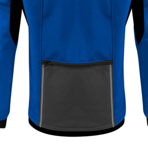 Men's Blue Gray Color Blocking Fleece Jacket Windproof Stand Collar Zipper Closure Sporty Style Autumn Wear - Product Image 6