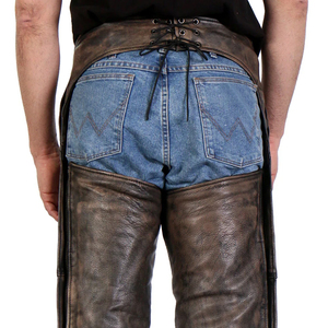 Guêtres en cuir vieilli vintage pour homme, style western, pour l'équitation et la moto, avec taille réglable et protection des jambes - Product Image 5
