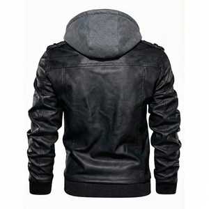 Blouson aviateur en cuir d'agneau véritable pour homme, à capuche, multicolore, fait main, avec capuche amovible, vêtement d'extérieur tendance - Product Image 2