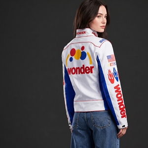 Veste en cuir de course blanche et bleue personnalisée pour hommes et femmes, style NASCAR, veste de motard, OEM, étiquette privée - Product Image 6