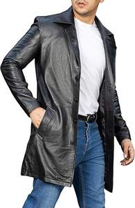 Manteau long en cuir sur mesure pour homme, de haute qualité, style trench, en similicuir, pour hommes - Product Image 5
