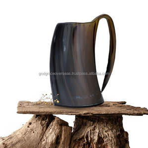 Taza de cuerno para beber vikingo Koi hecha a mano, taza corta, diseño clásico único de manualidades naturales para fiestas de té y café - Product Image 3