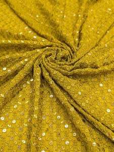 Premium Wave Pattern Embroidered Sequin Mesh <b>Fabric</b> Heavy <b>Weight</b> Metallic Lace Textile for Bridal and Fashion Dresses - Product Image 6