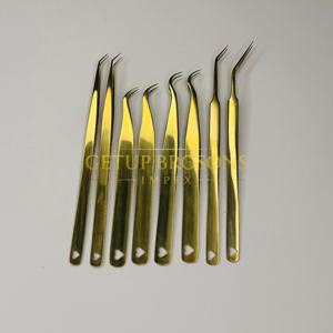 Pinzas de Extensión de Pestañas Russian Volume Gold Plasma 45/90 Grados, de Acero Inoxidable, Antiestáticas y Duraderas para Aislamiento de Pestañas - Product Image 5