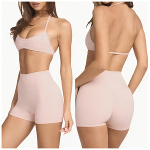 Conjunto de Yoga para Mujer con Logotipo Personalizado, Cintura Alta, Transpirable, Secado Rápido, para Gimnasio y Deportes, Estampado Sólido - Product Image 1