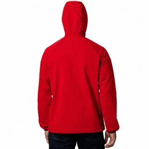 Blouson bomber en polaire rouge pour homme, coupe-vent, fermeture éclair, décontracté, pour l'automne, coupe classique, couleur unie, extérieur en polyester, devant en toile - Product Image 2