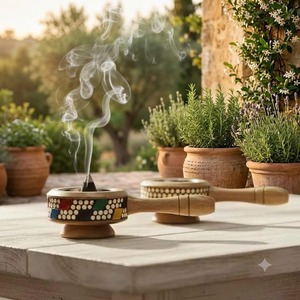Quemador de Incienso de Sándalo y Oud Hecho a Mano, Soporte para Bakhoor Árabe, Difusor de Aromaterapia Ecológico para Uso Religioso y del Hogar - Product Image 3