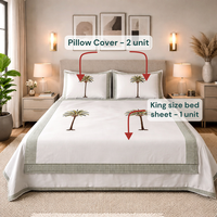 Parure de draps plats 3 pièces en coton 100% imprimé à la main de Jaipur, 200 fils, respirante, taille King, douce, durable, respectueuse de la peau, toutes saisons
