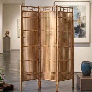Paravent pliant en bambou fait main à prix abordable, 3 panneaux, pour la maison, le bureau, l'hôtel et la décoration intérieure des complexes hôteliers - Product Image 2