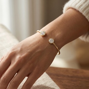 Lab Grown Diamond 14K Yellow White <b>Rose</b> <b>Gold</b> <b>Bangle</b> Bracelet Women Bridal Wedding Fine Jewelry Gift - Product Image 5
