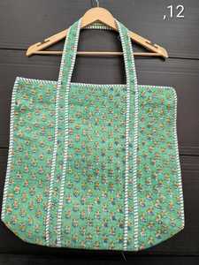 Sac fourre-tout artisanal en coton indien imprimé à la main, couleur unie, pour femme, avec fermeture éclair et chaînes, portable, été, printemps, automne - Product Image 6