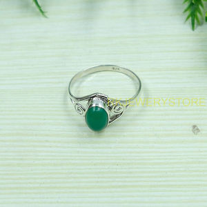Natural <b>Green</b> Onyx 925 Sterling Silver Ring Handmade Oval Cabochon Gemstone Ring Women Her Designer <b>Jewelry</b> Wholesale Supplier - Product Image 2