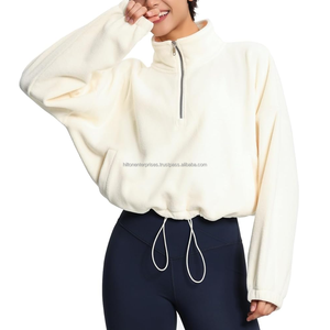 Sweat à capuche zippé multicolore pour femmes, col montant, respirant, polyester, coton mélangé - Product Image 1