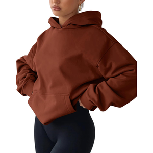 Sudadera con Capucha de Punto para Mujer, Corte Cómodo, Forro Polar Suave, Textura Lisa, Estilo Urbano, 360g, Ecológica, para Uso Diario al Aire Libre - Product Image 1