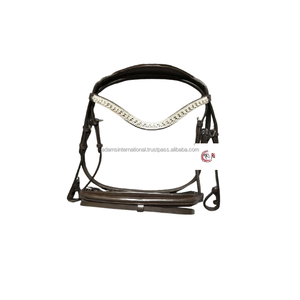 Bride de Dressage avec rênes en cuir noir sur pierre de cristal de roche, équipement d'équitation - Product Image 3
