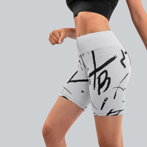 กางเกงขาสั้นยกกระชับสะโพกพิมพ์ลายเอง เอวสูง สำหรับโยคะ ออกกำลังกาย ฟิตเนส และเล่นกีฬา - Product Image 3