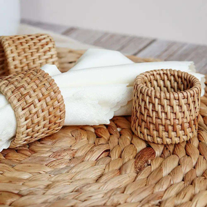 Natural Rattan Napkin Ring Holder Boho Home Decor <b>Party</b> <b>Table</b> Decor for Cloth Napkins Wedding Napkin Rings - Product Image 3
