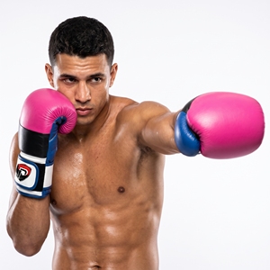 Gants de boxe en cuir rose, bleu et noir Dumela 16 oz, équipement d'entraînement professionnel avec logo - Product Image 4