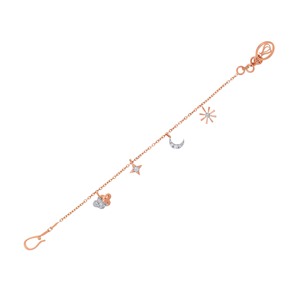 Bracelet à breloques étoile, lune et soleil en or rose pour femmes |   Bracelet ajustable en diamants CZ célestes |   Bijoux de mode de luxe - Product Image 1