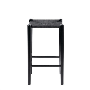 Tabouret de bar en bois de teck massif durable avec assise en papier tressé pour l'intérieur et l'extérieur, idéal pour l'ameublement commercial, avec un matériau résistant et durable. - Product Image 3