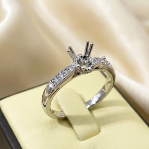 Anillo de compromiso de oro blanco de 14K con diseño de boda directo de fábrica de China, joyería fina de diamante Real, anillos de montaje semi para mujer - Product Image 5