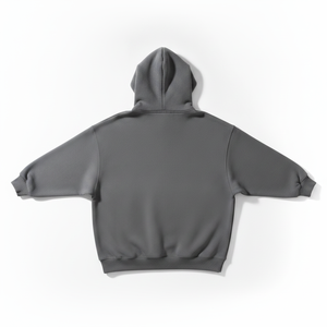 Sudadera con Capucha Gris para Hombre, de Algodón y Felpa, Corte Holgado, Estampado de Horizonte Urbano, Estilo Casual para Otoño, con Bolsillos - Product Image 3