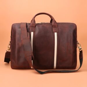 Luxury Full Grain Leather Business Laptop Bag Premium Brown Messenger <b>Briefcase</b> for Men with Professional Style - Product Image 3