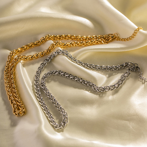 Trendy Waterproof Chunky Necklace & Bracelet <b>Chain</b> Set in 18k Gold and Silver Plated Stainless Steel - Product Image 3