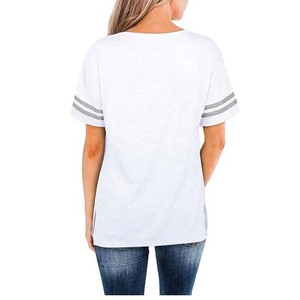 OEM Custom <b>White</b> Gray Color Block <b>Short</b> <b>Sleeve</b> T-<b>Shirt</b> O-Neck Loose Fit Casual Knitted Breathable Spring Summer Style - Product Image 4