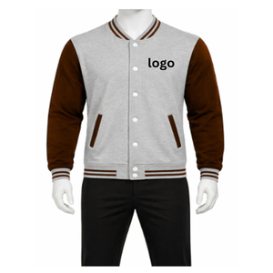 Wholesale French Terry Men's Stand Collar Varsity Jacket Plus Size Solid Color Embroidered Wool <b>Liner</b> Waterproof Quick-Dry Front - Product Image 3
