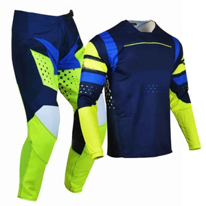 Wholesale Men Black <b>Neon</b> <b>Yellow</b> Blue Motocross Gear Set MX Jersey Pants Dirt Bike Racing Mesh Perforated OEM - Product Image 3