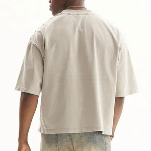 เสื้อยืดผู้ชายสไตล์ดิสเทรส 100% ผ้าฝ้าย พรีเมียม ลำลอง สตรีทแวร์ รับผลิตแบบ OEM แบรนด์ส่วนตัว ระบายอากาศได้ดี เป็นมิตรกับสิ่งแวดล้อม - Product Image 4
