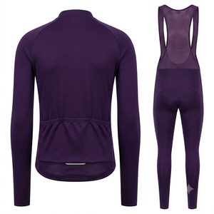 Ensemble de cyclisme personnalisé pour homme, manches longues, violet foncé, thermique, respirant, avec salopette ajustée, vêtements de sport athlétiques en Spandex/Polyester - Product Image 2