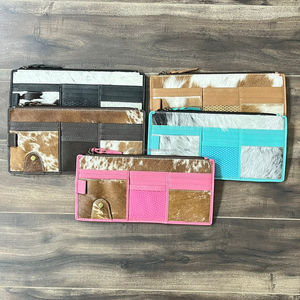 New Western Style Hair On Cowhide Leather Car Sun Visor Organizer Multiple Pocket for <b>Document</b> Sunglasses <b>Holder</b> for Vehicles - Product Image 5