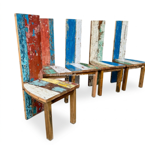 เก้าอี้รับประทานอาหารสไตล์เรียบง่าย ทำด้วยมือจากไม้เรือรีไซเคิล เป็นมิตรกับสิ่งแวดล้อม สีธรรมชาติ ใช้ได้ทั้งภายในและภายนอกอาคาร เหมาะสำหรับโรงแรม บ้านพักอาศัย และวิลล่า - Product Image 5