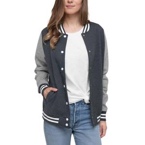 Veste varsity réversible matelassée en toile respirante coupe-vent pour femme avec logo sur le devant, manches longues, coupe régulière, col rabattable - Product Image 1