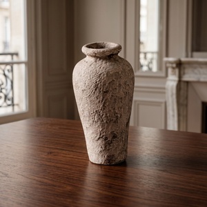 Antique Rustic Handmade Tall <b>Ceramic</b> Urn <b>Vase</b> Wide Mouth Terracotta Clay Tabletop <b>Vase</b> for Living Room Home Decoration - Product Image 3
